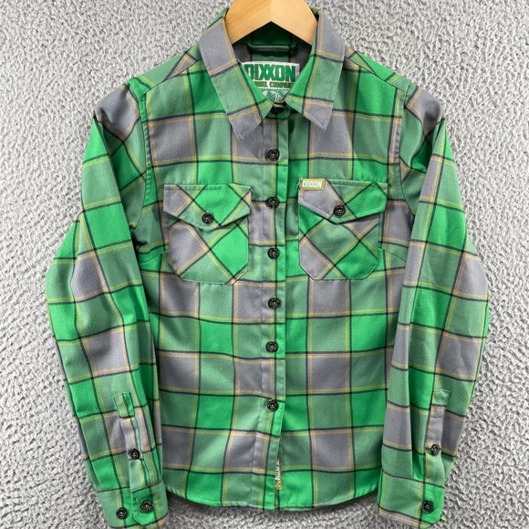 DIXXON Tops - Dixxon Flannel Company Shirt Womens S Plaid Green Gray The Auld‎ Pub Long Sleeve